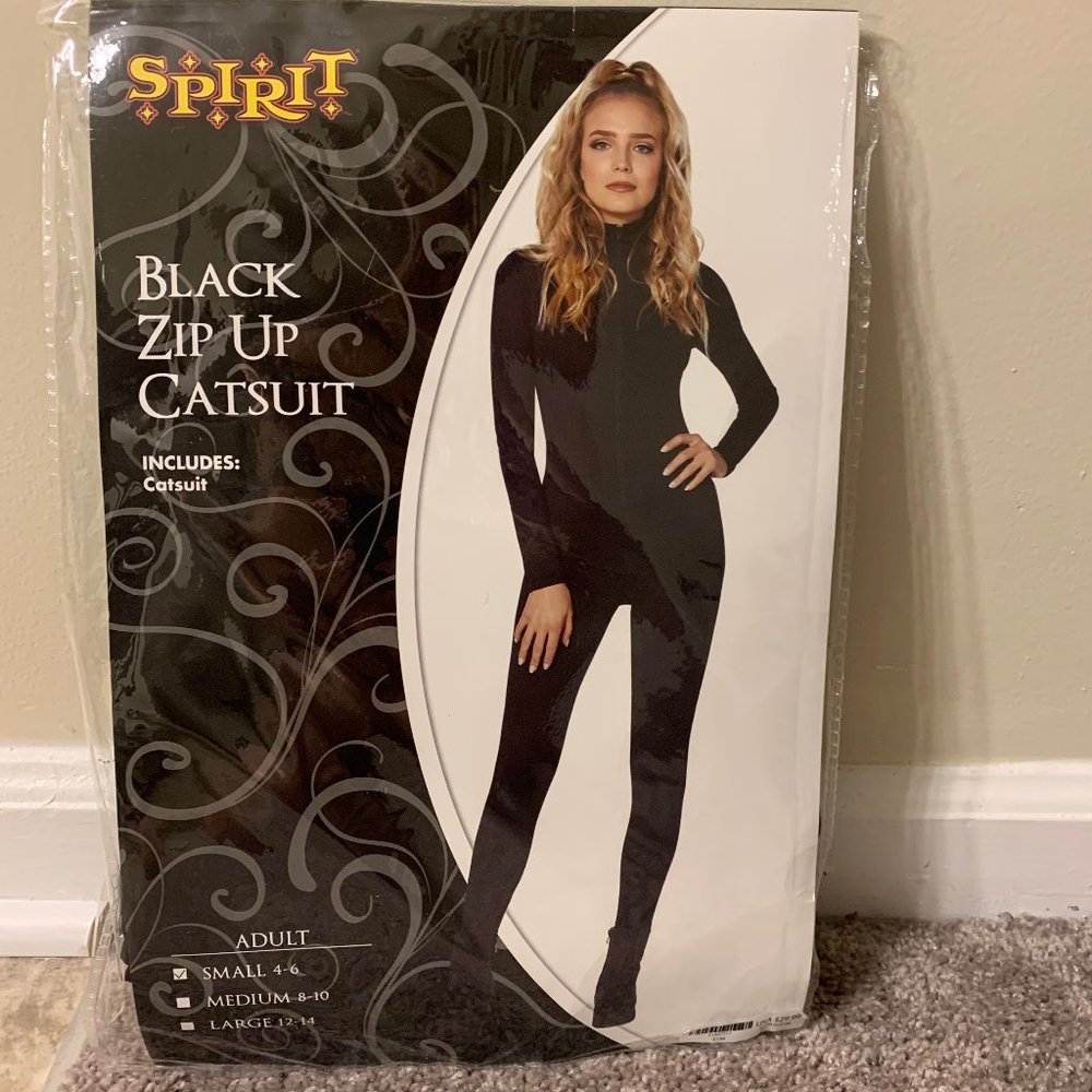 Black Zip Up Catsuit